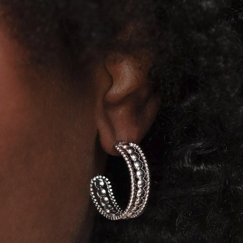 Paparazzi Jewelry Accessories - Dotted Darling - Silver Earrings - Vintage